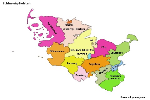Schleswig-Holstein için Örnek Haritalar (renkli)