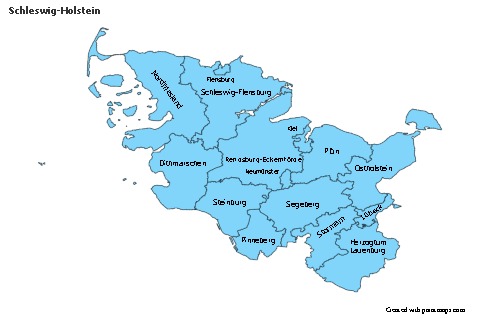 Schleswig-Holstein için Örnek Haritalar (mavi)