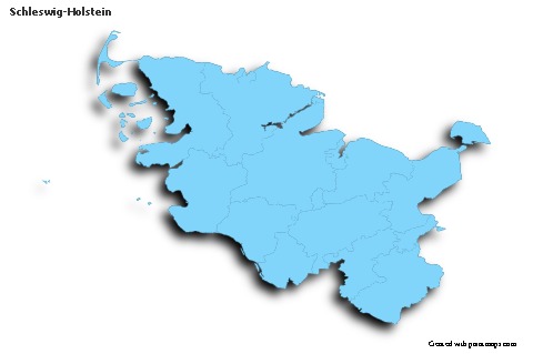 Schleswig-Holstein için Örnek Haritalar (mavi,anahat,gölgeli)