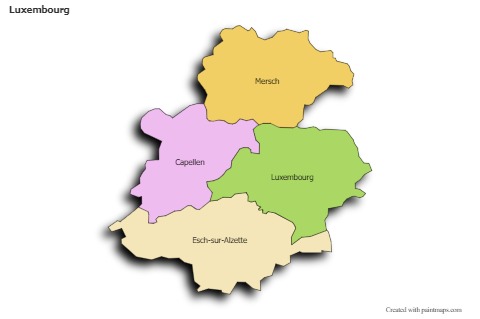 Contoh Peta untuk Luxembourg (berwarna,bayangan)