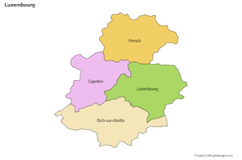 Contoh Peta untuk Luxembourg (berwarna)