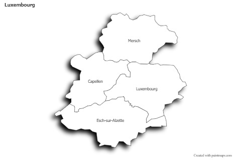 Contoh Peta untuk Luxembourg (hitam-putih,bayangan)
