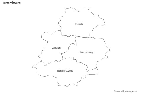 Contoh Peta untuk Luxembourg (hitam-putih)
