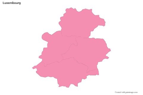 Contoh Peta untuk Luxembourg (merah jambu,garis besar)