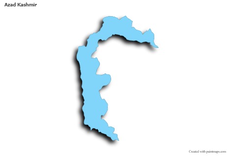 Contoh Peta untuk Azad Kashmir (biru,garis luar,bayangan)