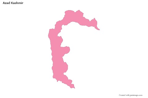 Contoh Peta untuk Azad Kashmir (merah jambu,garis besar)