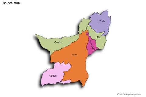 Mapas de muestra para Balochistan (coloreado,sombrío)