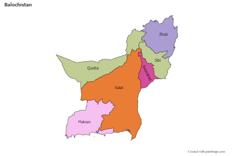 Mapas de muestra para Balochistan (coloreado)