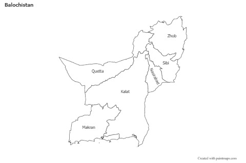 Mapas de muestra para Balochistan (blanco-negro)