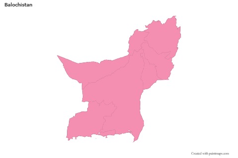 Mapas de muestra para Balochistan (rosa,contorno)