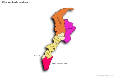 Khyber-Pakhtunkhwa için Örnek Haritalar (renkli,gölgeli)