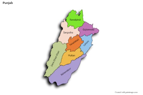 Mapas de muestra para Punjab (coloreado,sombrío)
