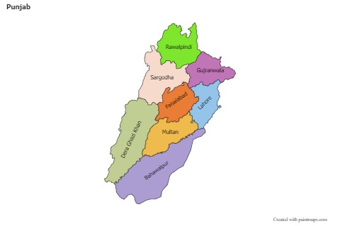 Mapas de muestra para Punjab (coloreado)