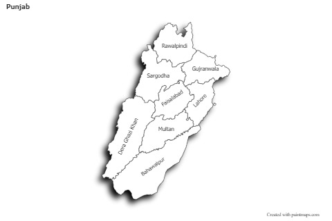 Mapas de muestra para Punjab (blanco-negro,sombrío)