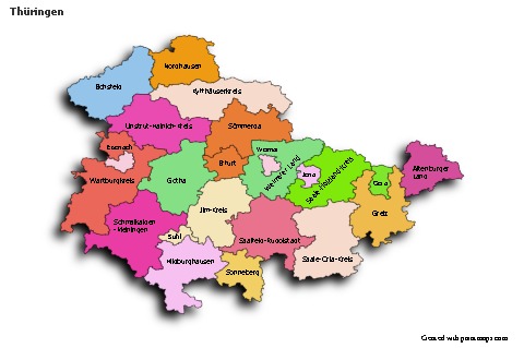 Sample Maps for Thüringen (colored,shadowy)