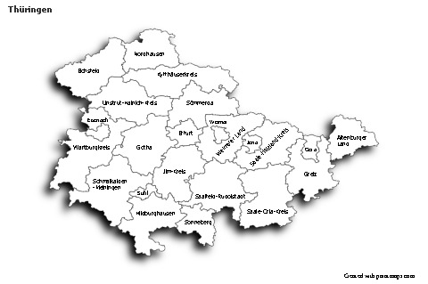 Sample Maps for Thüringen (black-white,shadowy)