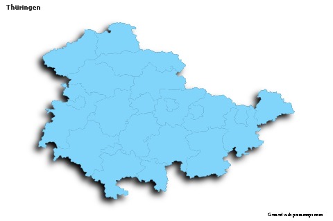 Sample Maps for Thüringen (blue,outline,shadowy)