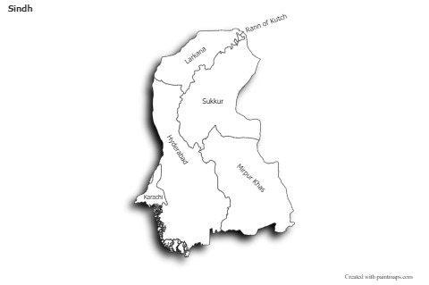 Mapas de muestra para Sindh (blanco-negro,sombrío)
