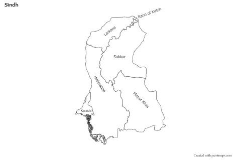 Mapas de muestra para Sindh (blanco-negro)