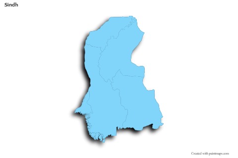 Mapas de muestra para Sindh (azul,contorno,sombrío)