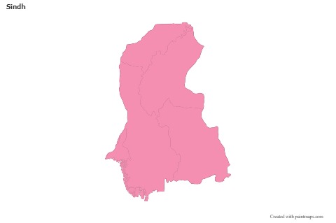 Mapas de muestra para Sindh (rosa,contorno)