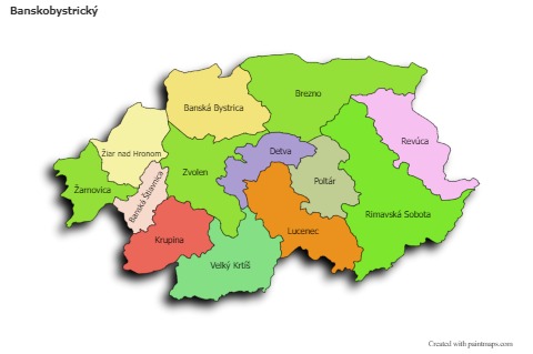 Mapas de muestra para Banskobystrický (coloreado,sombrío)