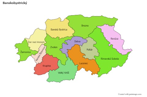Mapas de muestra para Banskobystrický (coloreado)