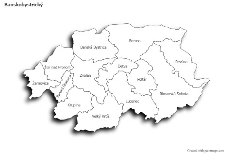 Mapas de muestra para Banskobystrický (blanco-negro,sombrío)