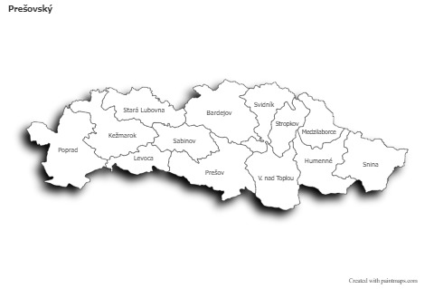 Mapas de muestra para Prešovský (blanco-negro,sombrío)