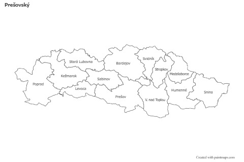 Mapas de muestra para Prešovský (blanco-negro)