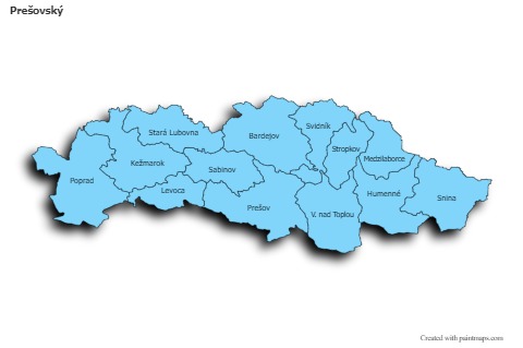Mapas de muestra para Prešovský (azul,sombrío)