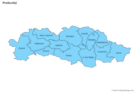 Mapas de muestra para Prešovský (azul)