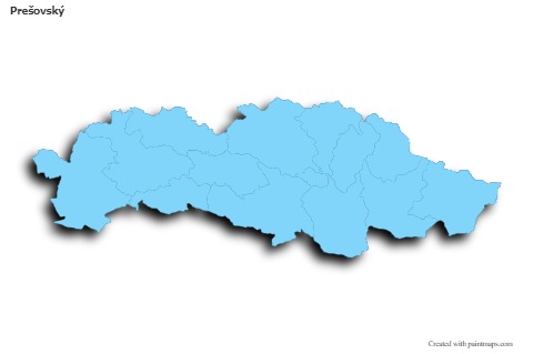 Mapas de muestra para Prešovský (azul,contorno,sombrío)
