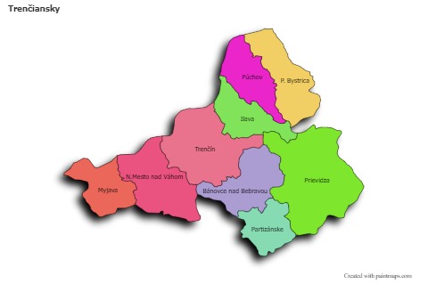 Mapas de muestra para Trenčiansky (coloreado,sombrío)