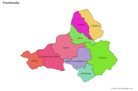 Mapas de muestra para Trenčiansky (coloreado)
