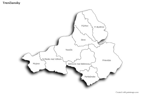 Mapas de muestra para Trenčiansky (blanco-negro,sombrío)