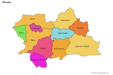 Mapas de muestra para Žilinský (coloreado)