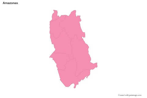 Contoh Peta untuk Amazonas (merah jambu,garis besar)