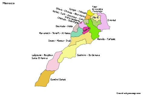 Mapas de muestra para Marruecos (blanco-negro,sombrío)