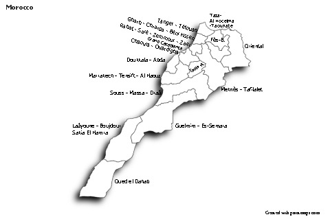 Mapas de muestra para Marruecos (azul,sombrío)