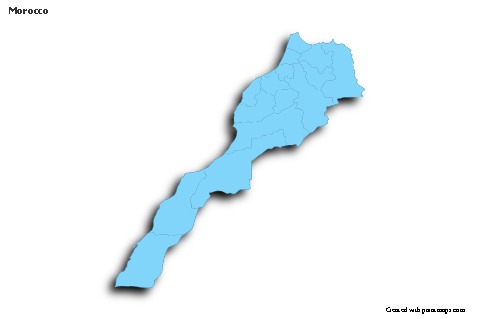 Mapas de muestra para Marruecos (azul,contorno,sombrío)