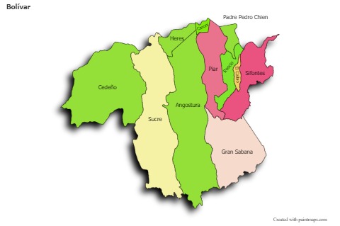 Sample Maps for Bolívar (colored,shadowy)