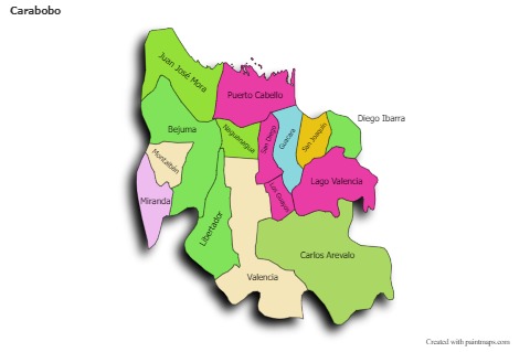 Carabobo için Örnek Haritalar (renkli,gölgeli)