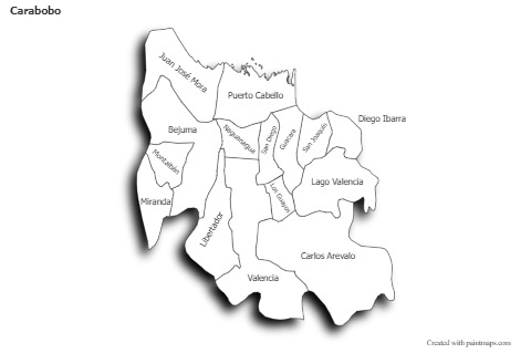Carabobo için Örnek Haritalar (siyah-beyaz,gölgeli)