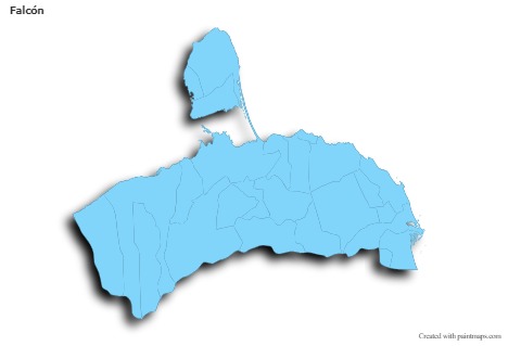 Sample Maps for Falcón (blue,outline,shadowy)
