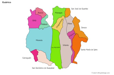 Contoh Peta untuk Guárico (berwarna)