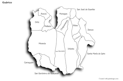 Contoh Peta untuk Guárico (hitam-putih,bayangan)