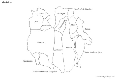 Contoh Peta untuk Guárico (hitam-putih)