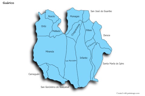 Contoh Peta untuk Guárico (biru,bayangan)