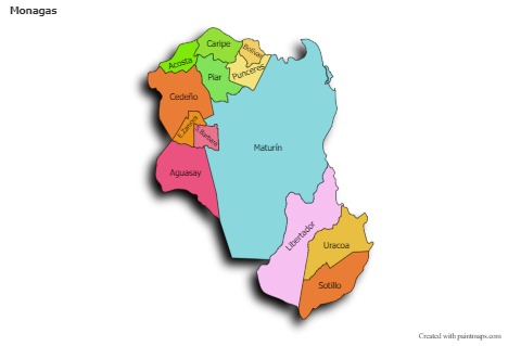 Contoh Peta untuk Monagas (berwarna,bayangan)
